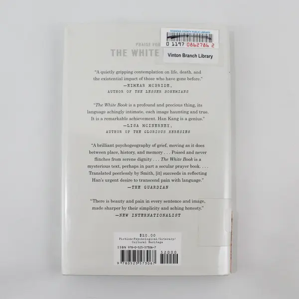 The White Book A Novel Han Kang Translated Deborah Smith 2017 HC DJ Ex-Library