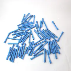 Lot of 70 Vintage Perm Rods - Mixed Bright Blue Hues and Various Sizes