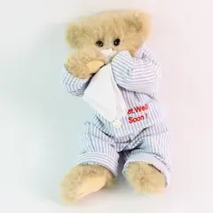 Bearington Get Well Soon Teddy Bear Plush Pajamas Tissue 6.5 in