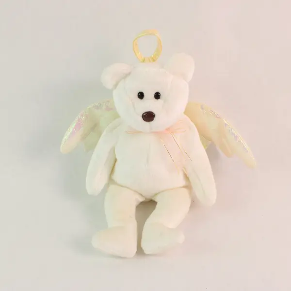 Ty Beanie Babies Halo White Angel Bear Plush Retired 1998 Iridescent Wings