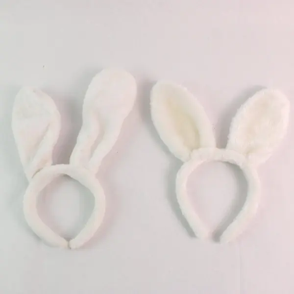 Lot of 2 White Plush Bunny Ears Headband Costume Dress Up