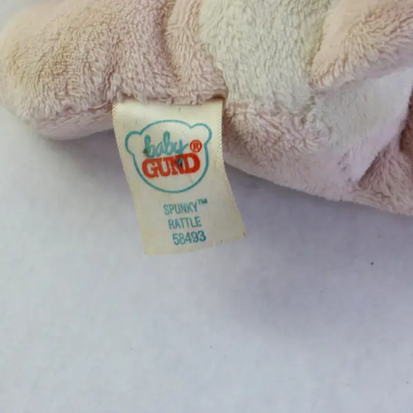 Gund Baby Spunky Rattle Plush Dog Pink White Baby Toddler Toy 4in