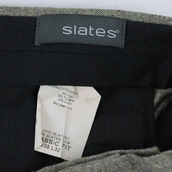 Slates Beige Tweed Tapered Leg Dress Pants Men's 38x32