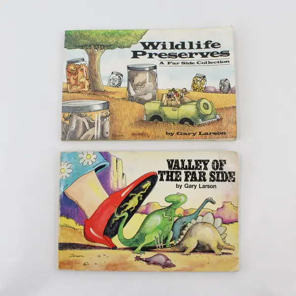 Gary Larson Far Side Lot of 2 PB Valley of the Far Side and Wildlife Preserves