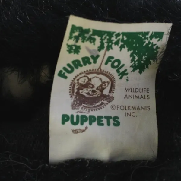 Vintage Folkmanis Skunk Plush Hand Puppet Black White Made in USA