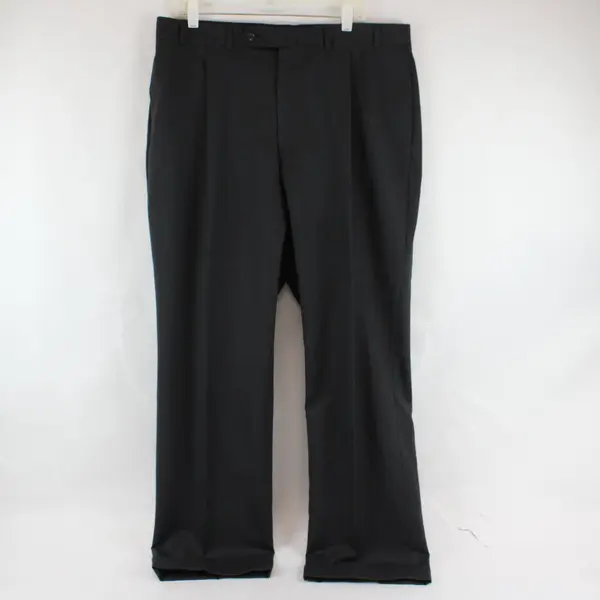 Slates Black Tapered-Leg Wool Blend Dress Pants Men's Size 38x32
