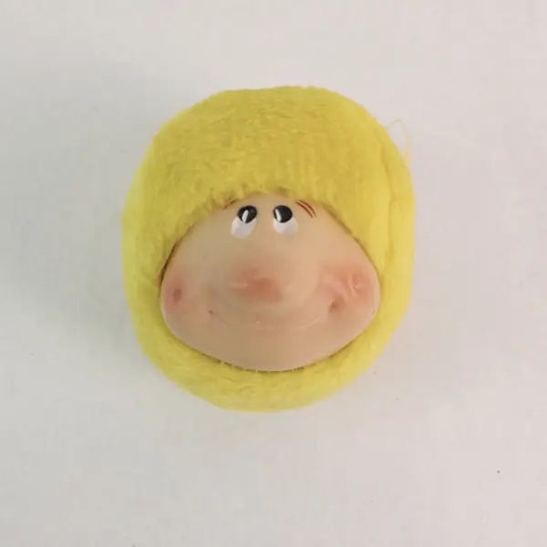 Peoria Plastic Co Yolk Folk Yellow Plush Human Face Vintage Stuffed Animal