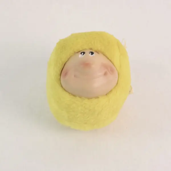 Peoria Plastic Co Yolk Folk Yellow Plush Human Face Vintage Stuffed Animal