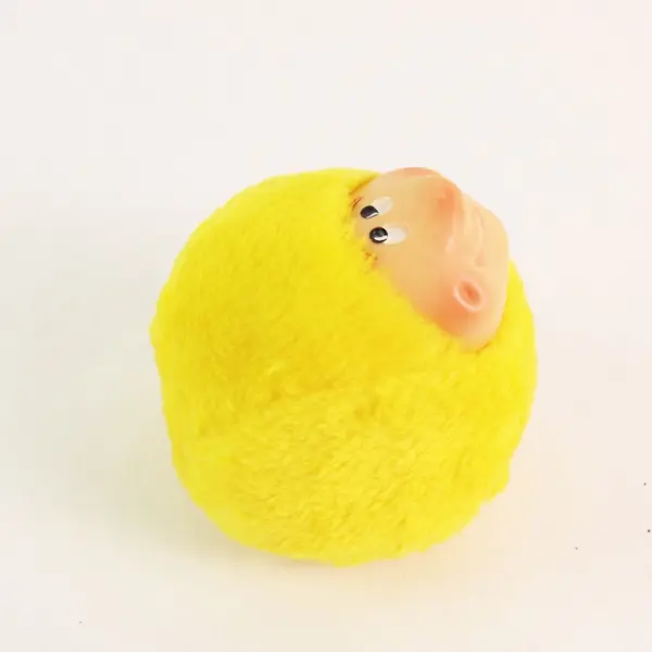 Peoria Plastic Co Yolk Folk Yellow Plush Human Face Vintage Stuffed Animal