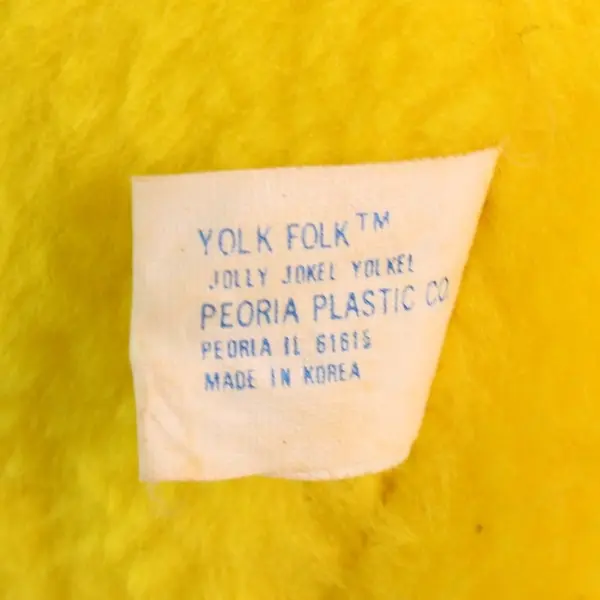Peoria Plastic Co Yolk Folk Yellow Plush Human Face Vintage Stuffed Animal