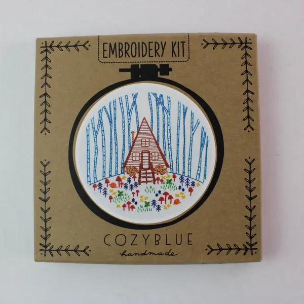 Cozy Blue DIY Hand Embroidery Kit House Scene New