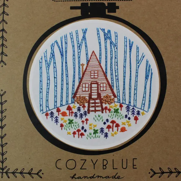Cozy Blue DIY Hand Embroidery Kit House Scene New