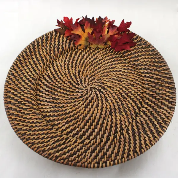 Set of 4 Woven Rattan Charger Plates Decorative Table Settings