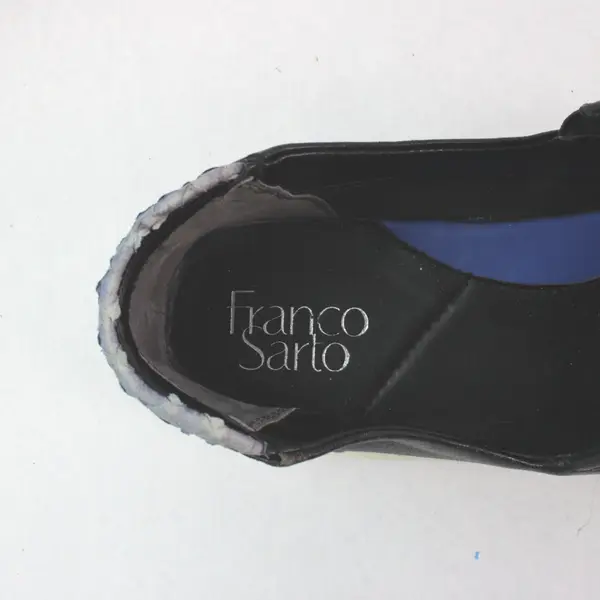 Franco Sarto Womens Black Leather Slip-On Loafers Flats