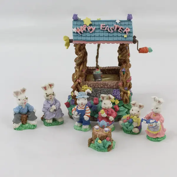 ABC Easter Wishing Well And Bunnies Lighted Set 50680