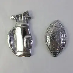 Lot of 2 Vintage Sport-Theme Silver-Tone Paperweights Football Golf