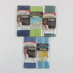 Lot of 5 Wright's Vintage Sewing Notions Bias Tape Seam Binding Piping