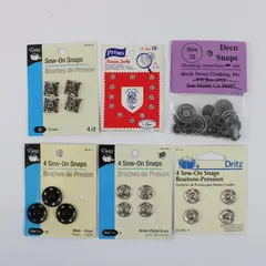 Lot 6 Dritz Prims Sew-On Deco Snaps Brass Nickel-Plated