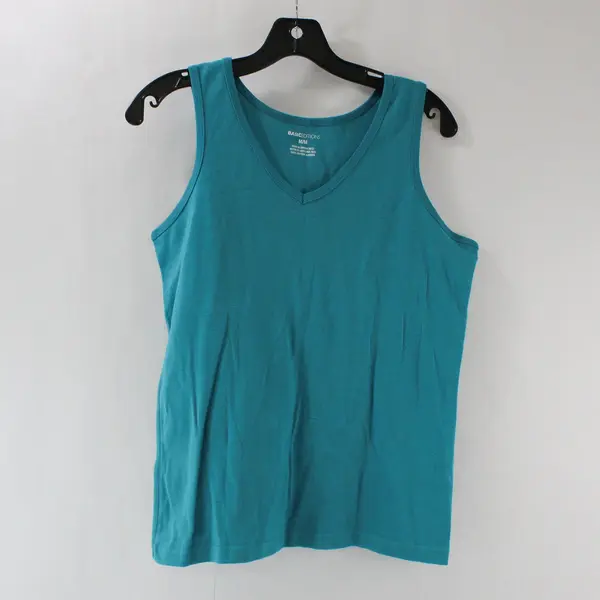 Basic Editions Teal Sleeveless V-neck Tank Top Women's M