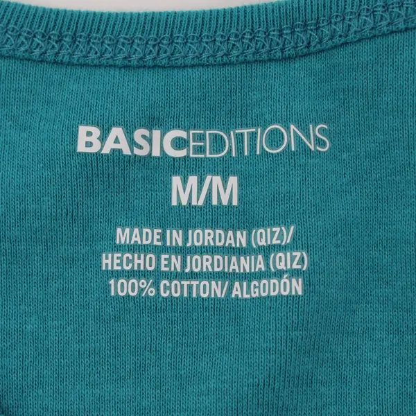 Basic Editions Teal Sleeveless V-neck Tank Top Women's M