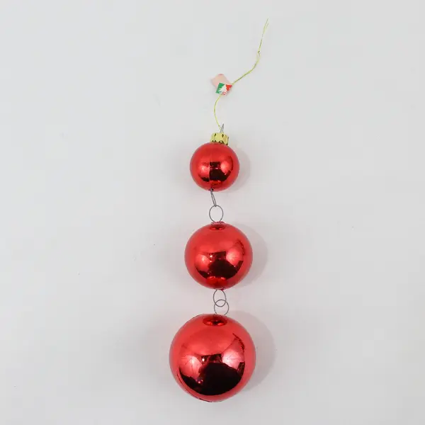 Lot of 7 Vintage Christmas Mornin' Red Tiered Glass Bauble Ornaments 5.5"
