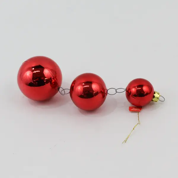 Lot of 7 Vintage Christmas Mornin' Red Tiered Glass Bauble Ornaments 5.5"
