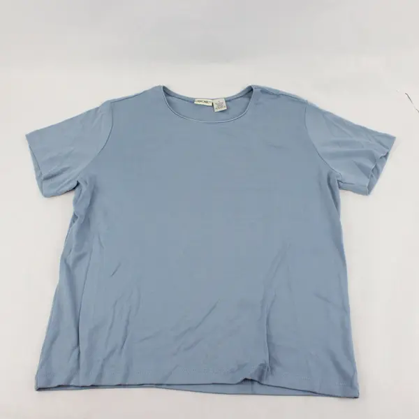 Cherokee Light Blue Short Sleeve Crewneck Ribbed Cotton Blend T-Shirt L