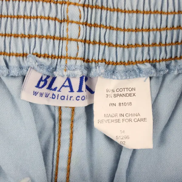 Blair Womens Light Blue Ankle Jeans Elastic Waist Pockets Size 14