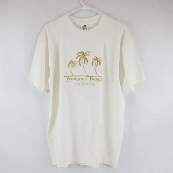 MIRO Newport Beach, CA Design White T-Shirt Adult Large 100% Cotton Vintage 