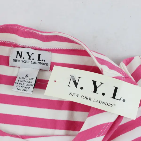 New York Laundry White And Pink Shirt Size XL 3/4 Sleeve NWT