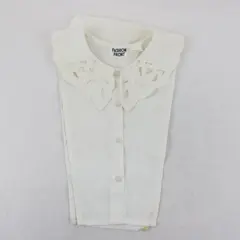Fashion Front Vintage White Dickey Collar Bib Embroidered Cutwork Flower