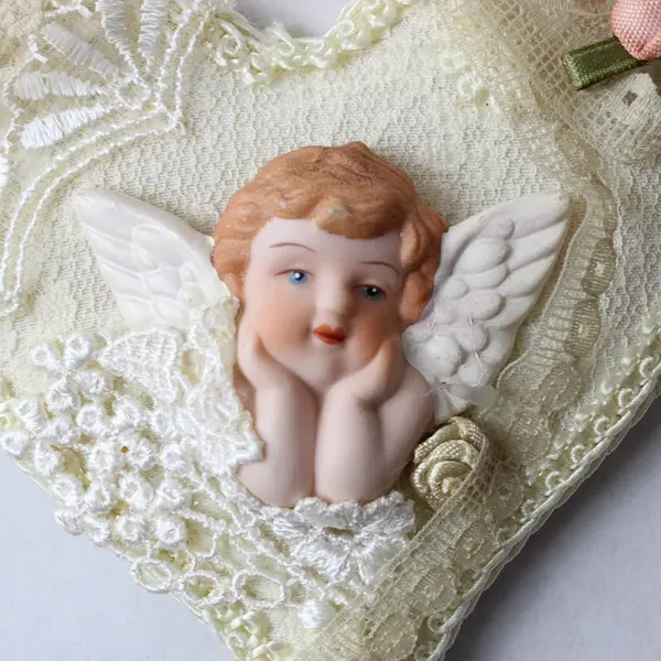 Kurt S. Adler Santa's World Lacy Angel Heart Ornament