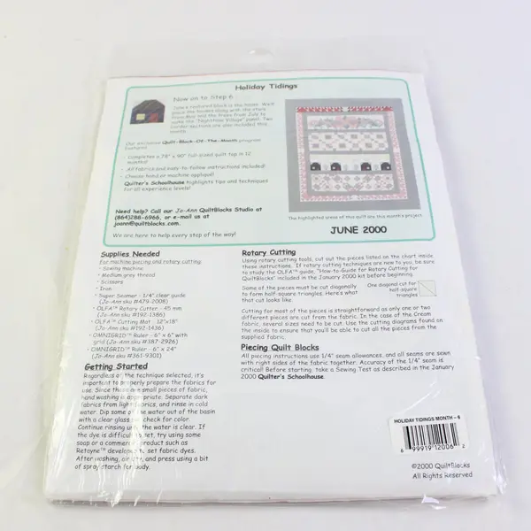 NEW Jo Ann Holiday Tidings Quilt Block of the Month Kit June 2000 Step 6 House