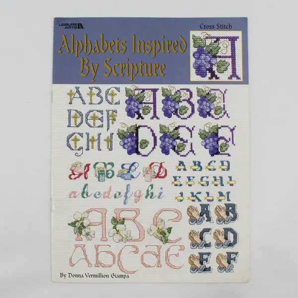 Lot 2 Vintage Cross Stitch Booklets Plain & Fancy Alphabets Inspired Scripture