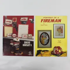 Lot 2 Fireman Cross Stitch Pattern Booklets Downey Duck Jeanette Crews 1979 1990