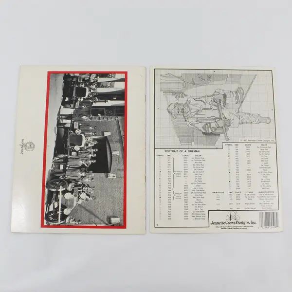 Lot 2 Fireman Cross Stitch Pattern Booklets Downey Duck Jeanette Crews 1979 1990