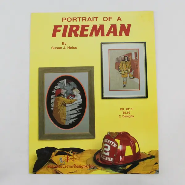 Lot 2 Fireman Cross Stitch Pattern Booklets Downey Duck Jeanette Crews 1979 1990