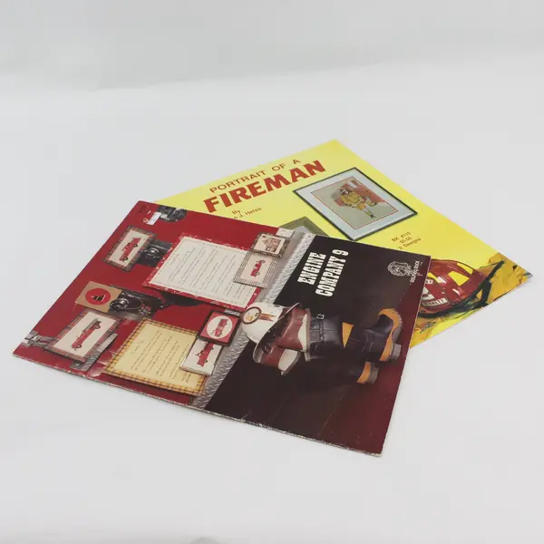 Lot 2 Fireman Cross Stitch Pattern Booklets Downey Duck Jeanette Crews 1979 1990