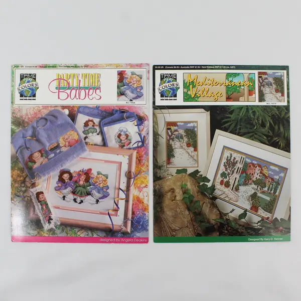 True Colors 1992 Cross Stitch Booklets: Party Time Babes, Mediterranean Village