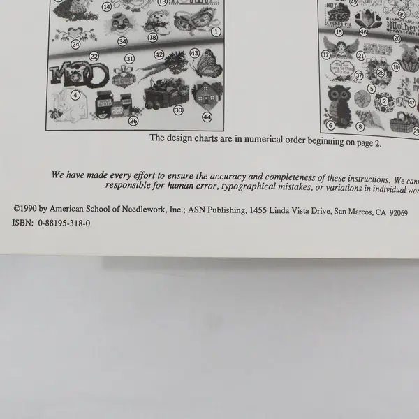 Vintage American School of Needlework 50 Cross Stitch Designs Sam Hawkins 1990