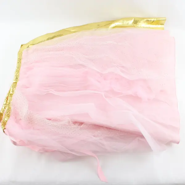 Pink and Gold Tulle Girls' Dress Up Wrap Skirt 27" Waist