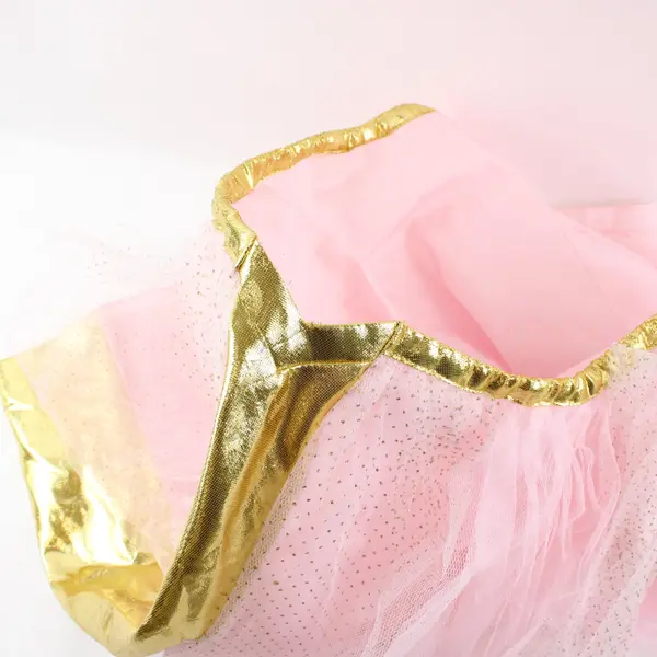 Pink and Gold Tulle Girls' Dress Up Wrap Skirt 27" Waist