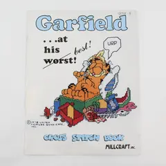Vintage "Garfield at His Worst/Best!" Cross Stitch Pattern 1986 Millcraft Inc