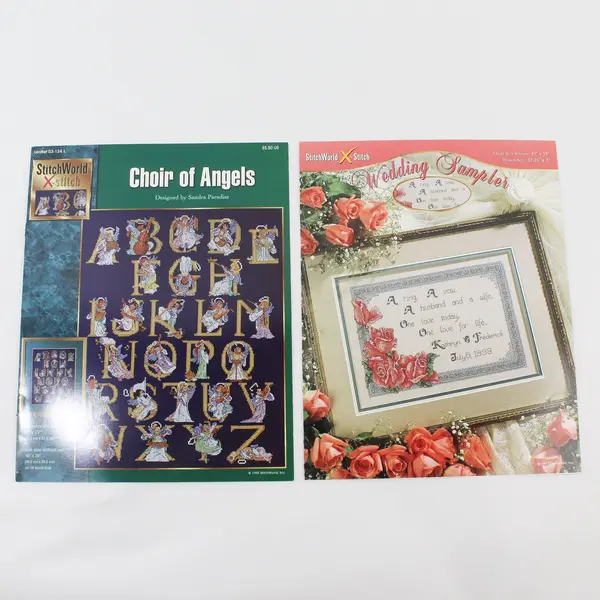 Lot of 2 Vintage Stitch World X-Stitch Patterns 1995 & 1997 Mixed Themes