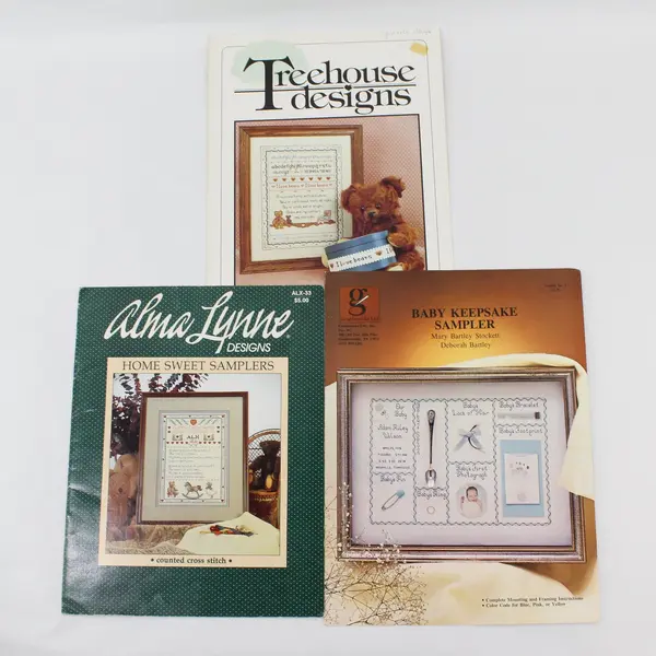 Lot of 3 Vintage Cross Stitch Sampler Booklets Leaflets 1981-1985