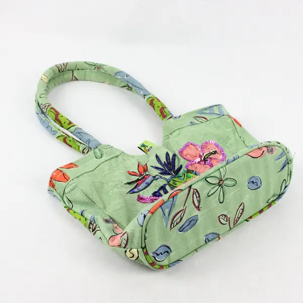 Sally Huss Sunny Thoughts Canvas Sequin Floral Pineapple Shoulder Bag
