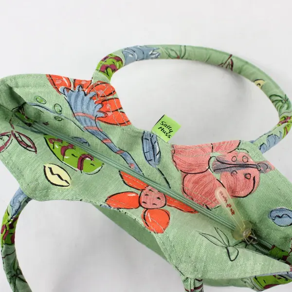 Sally Huss Sunny Thoughts Canvas Sequin Floral Pineapple Shoulder Bag