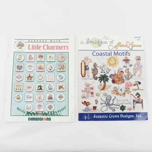2 Cross-Stitch Booklets Barbara Mock Alma Lynne Coastal Motifs & Little Charmers