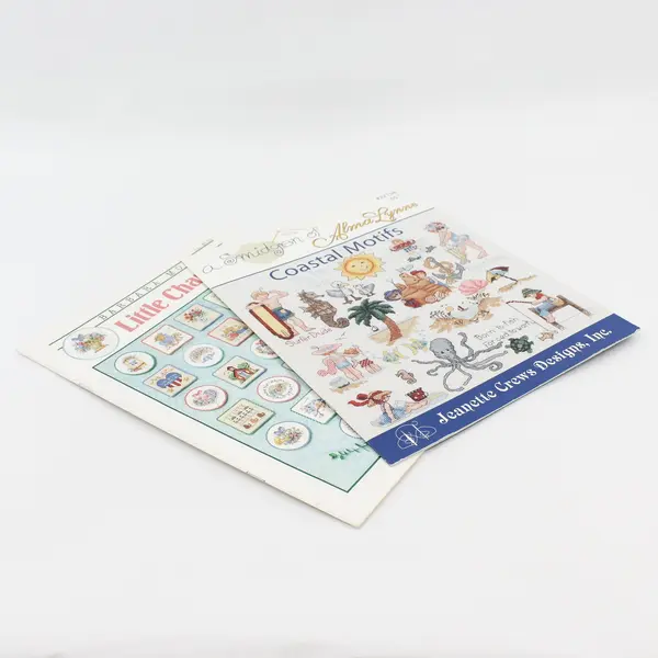2 Cross-Stitch Booklets Barbara Mock Alma Lynne Coastal Motifs & Little Charmers