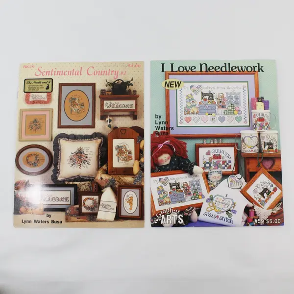 Lot 2 Lynn Waters Busa Sentimental Country #1 1990 I Love Needlework 1994